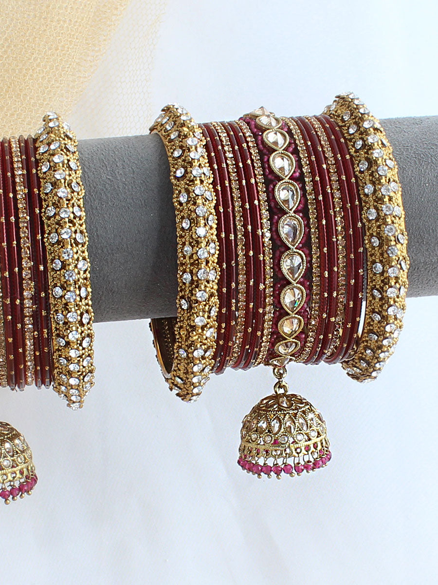 Mridula Bangle Set / Stack-Maroon