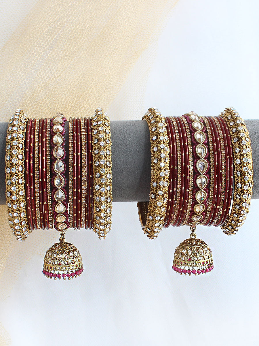 Mridula Bangle Set / Stack-Maroon