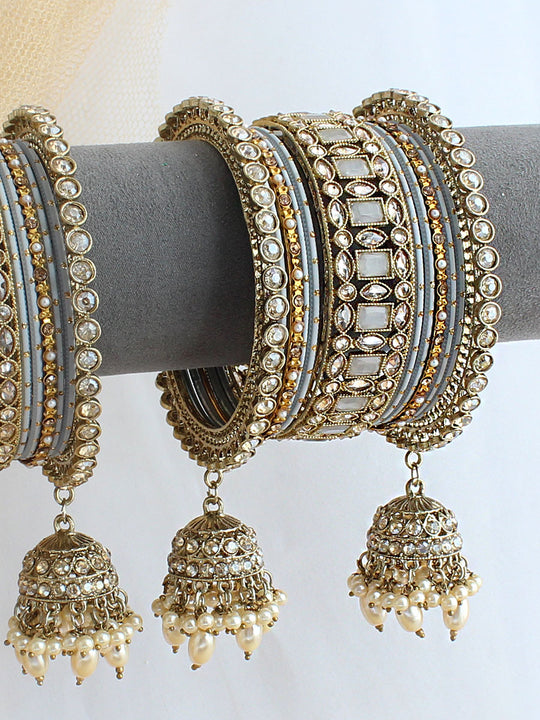Kiran Bangle Set / Stack - Grey 