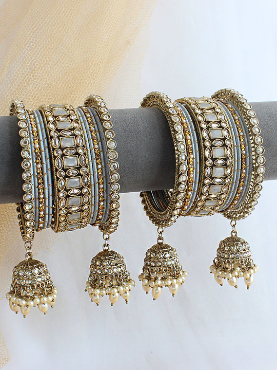Kiran Bangle Set / Stack - Grey 