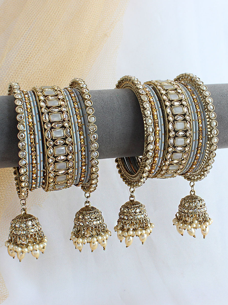 Kiran Bangle Set / Stack - Grey 