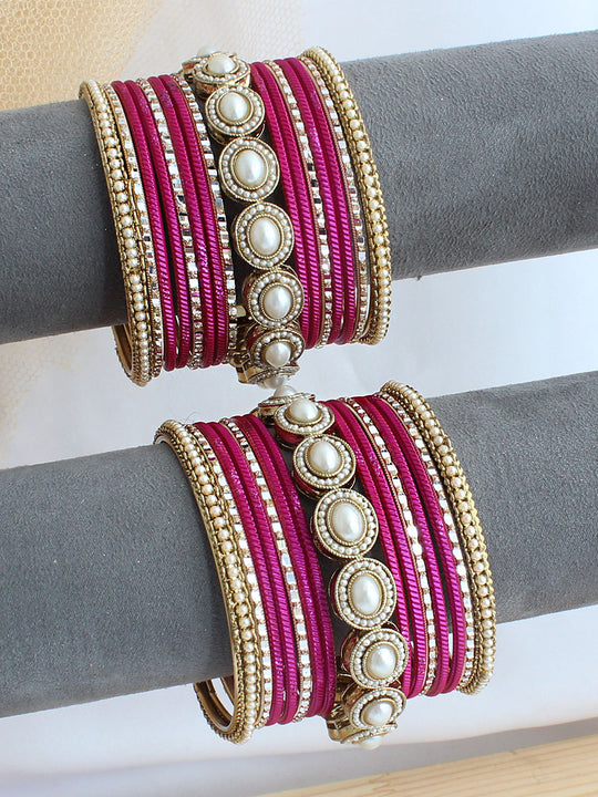 Nafisa Bangle Set / Stack - Hot Pink