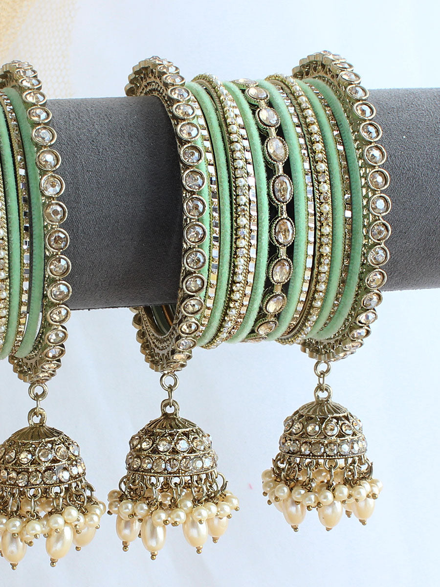 Nainika Bangle Set / Stack-Mint Green