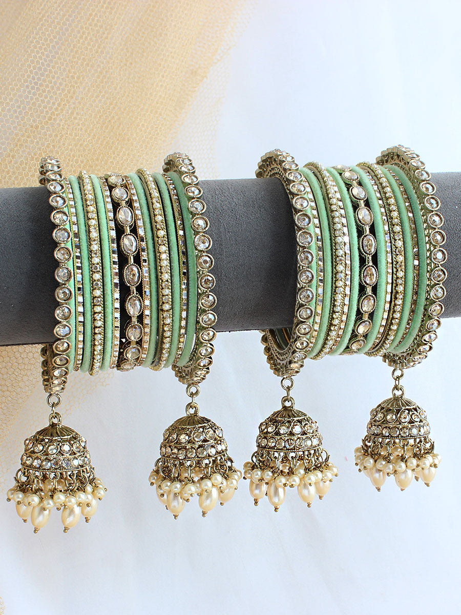 Nainika Bangle Set / Stack-Mint Green