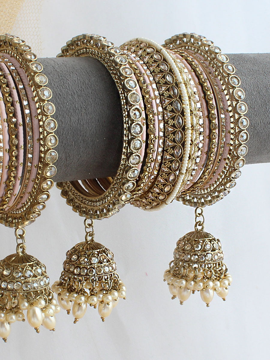 Mahima Bangle Set / Stack-Peach