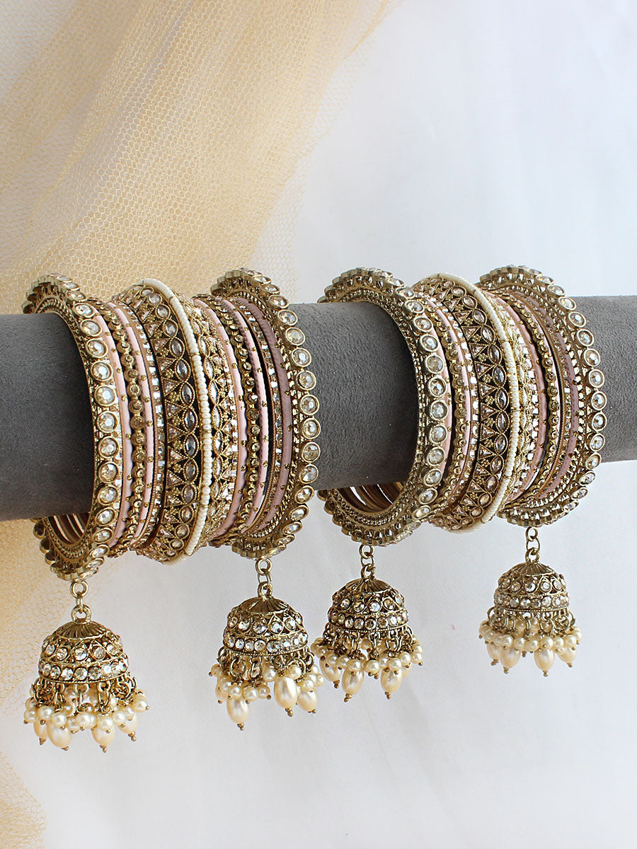 Mahima Bangle Set / Stack-Peach