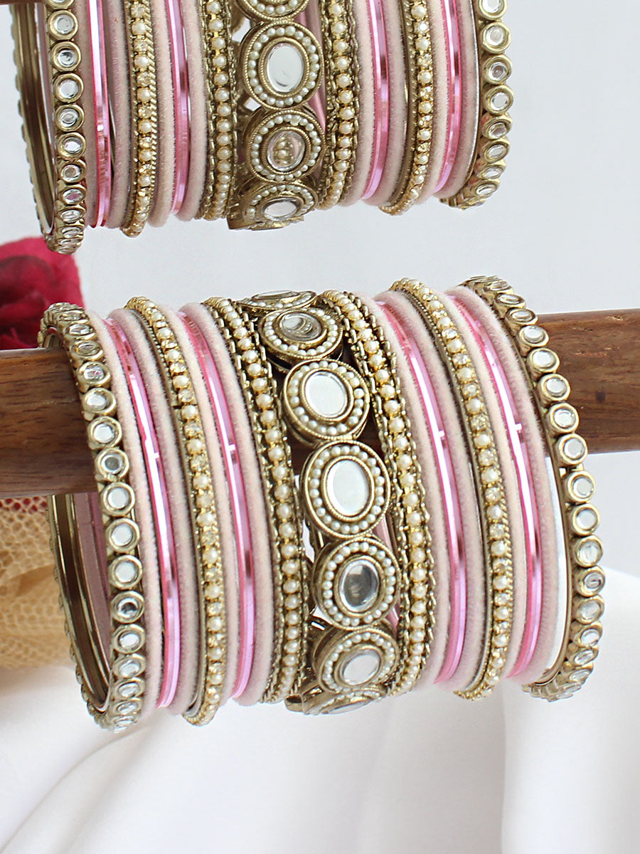 Raghavi Bangle Set / Stack-Pastel Pink