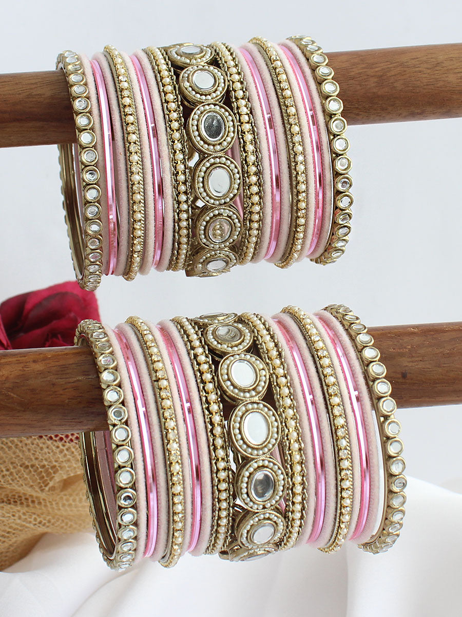 Raghavi Bangle Set / Stack-Pastel Pink