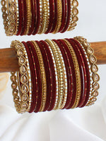 Gauri Bangle Set / Stack-Maroon