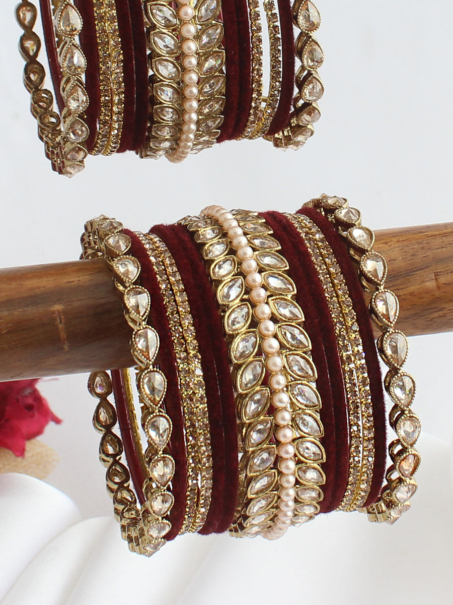 Darshita Bangle Set / Stack-Maroon