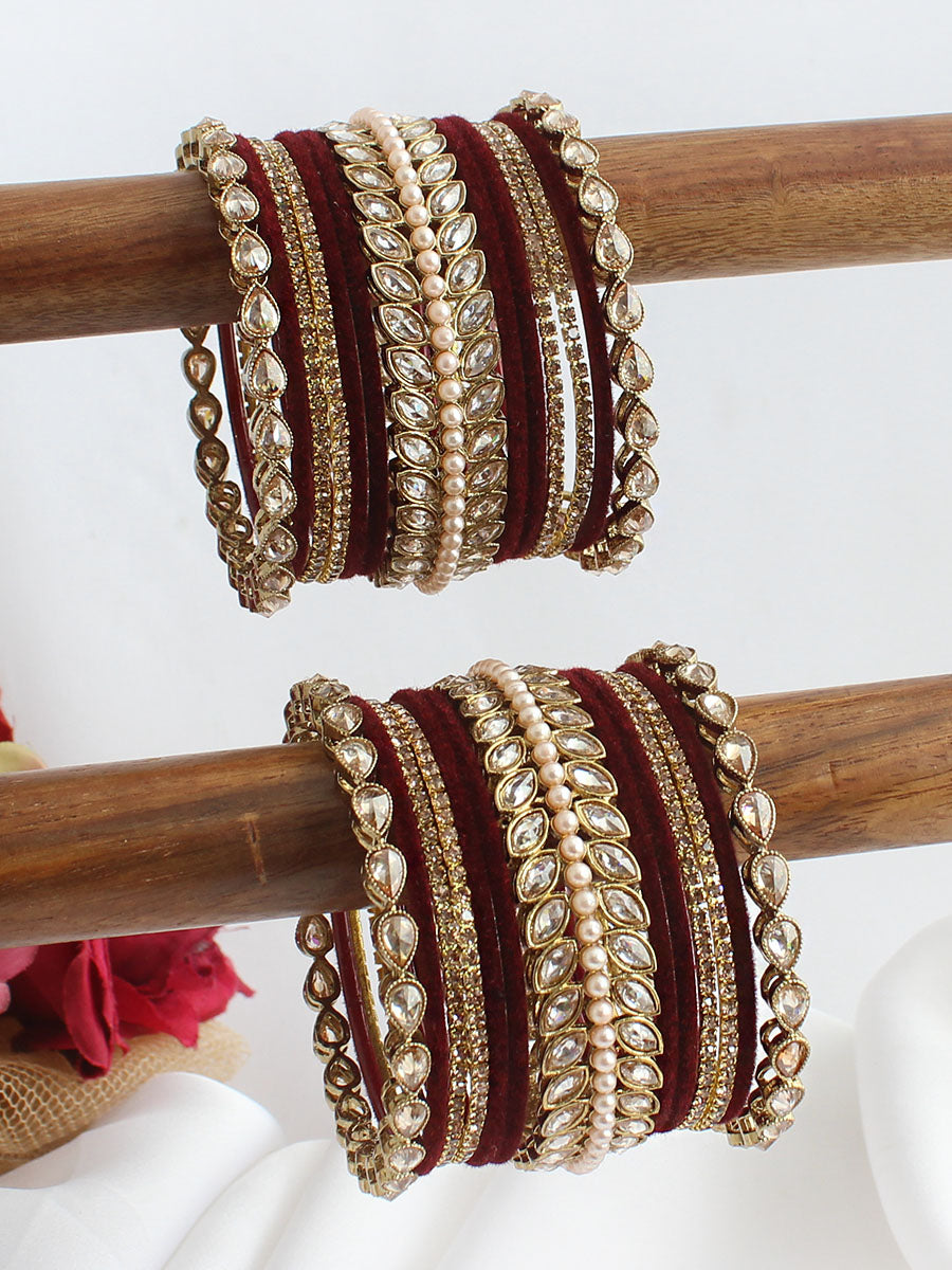 Darshita Bangle Set / Stack-Maroon