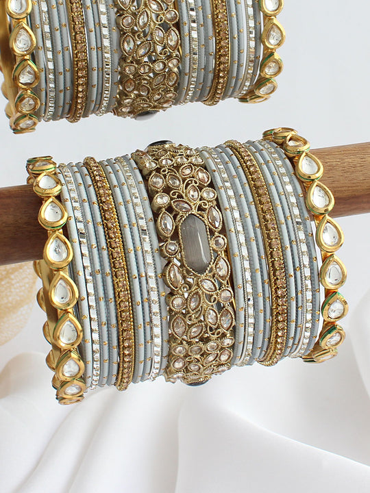 Sharvari Bangle Set / Stack-Grey