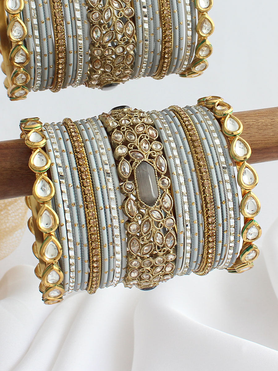 Sharvari Bangle Set / Stack-Grey