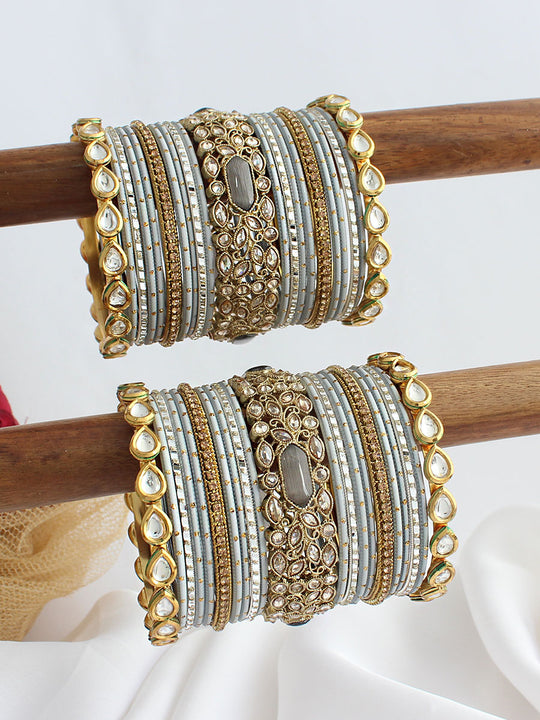 Sharvari Bangle Set / Stack-Grey