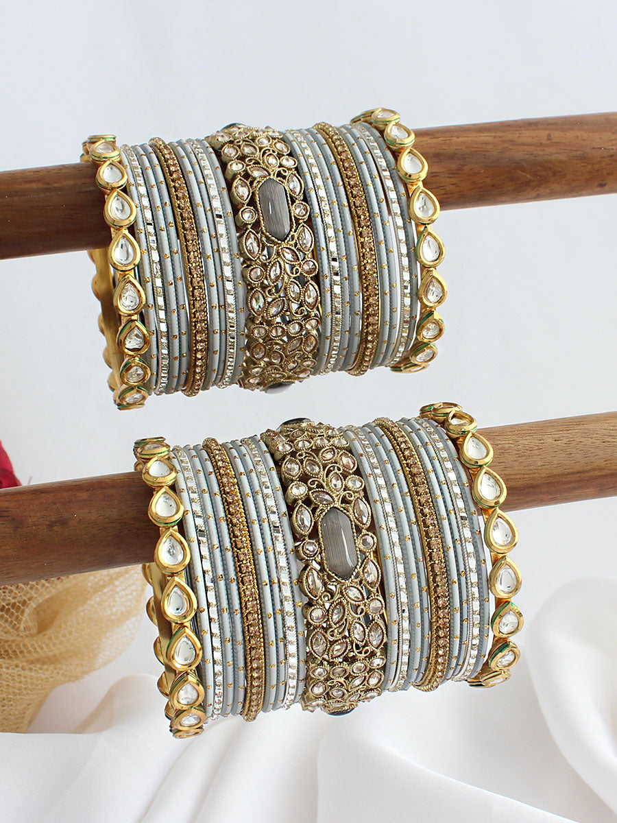 Sharvari Bangle Set / Stack-Grey