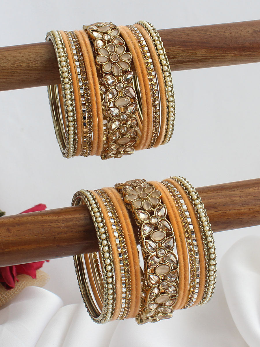 Arushka Bangle Set / Stack-Peach