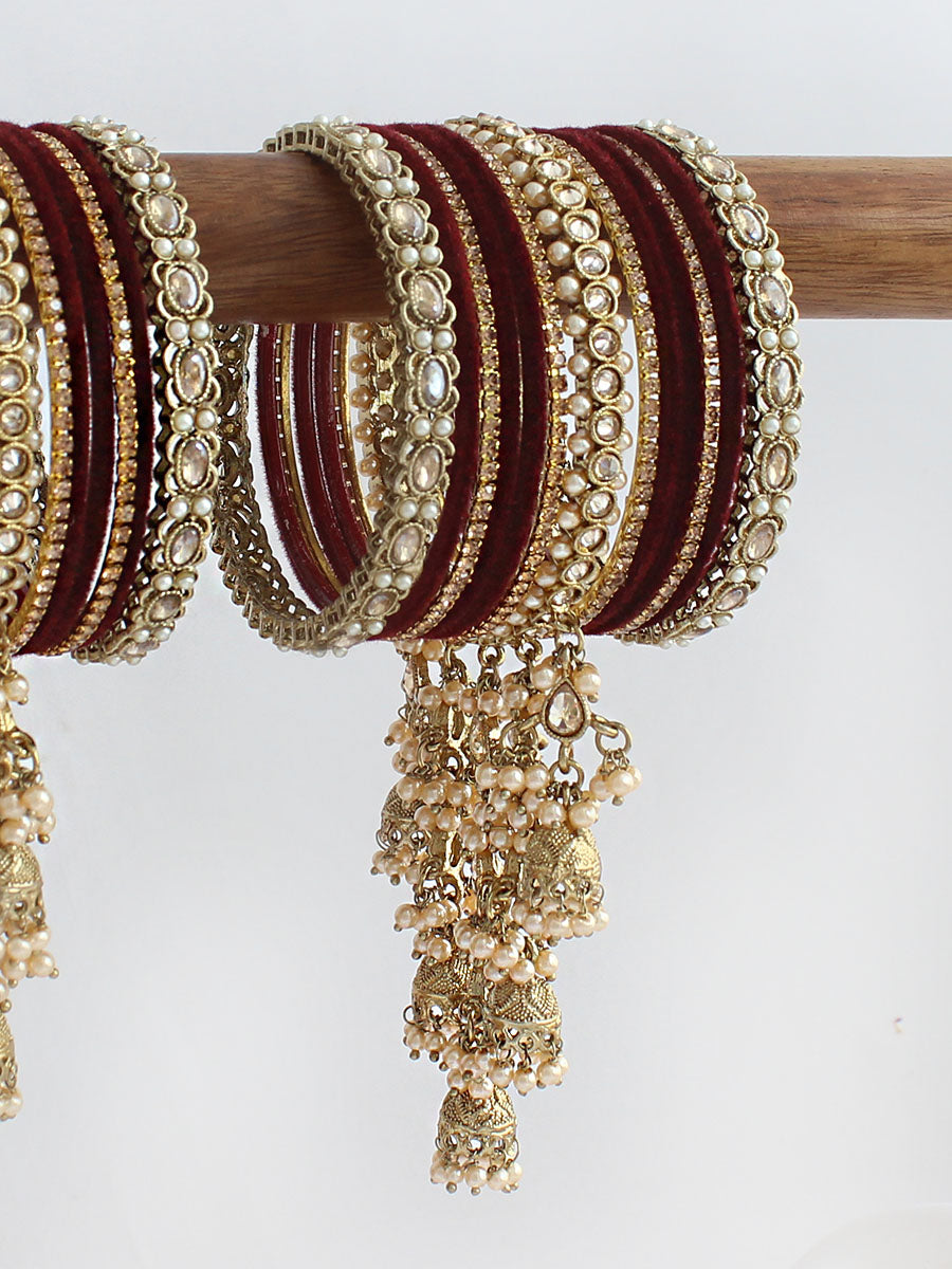 Rashna Bangle Set / Stack-Maroon