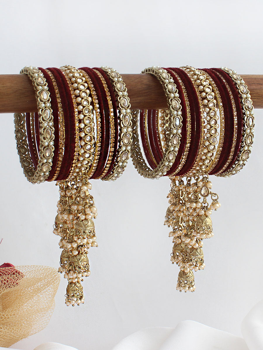 Rashna Bangle Set / Stack-Maroon