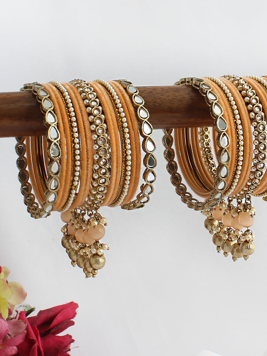 Asmita Bangle Set / Stack-Peach