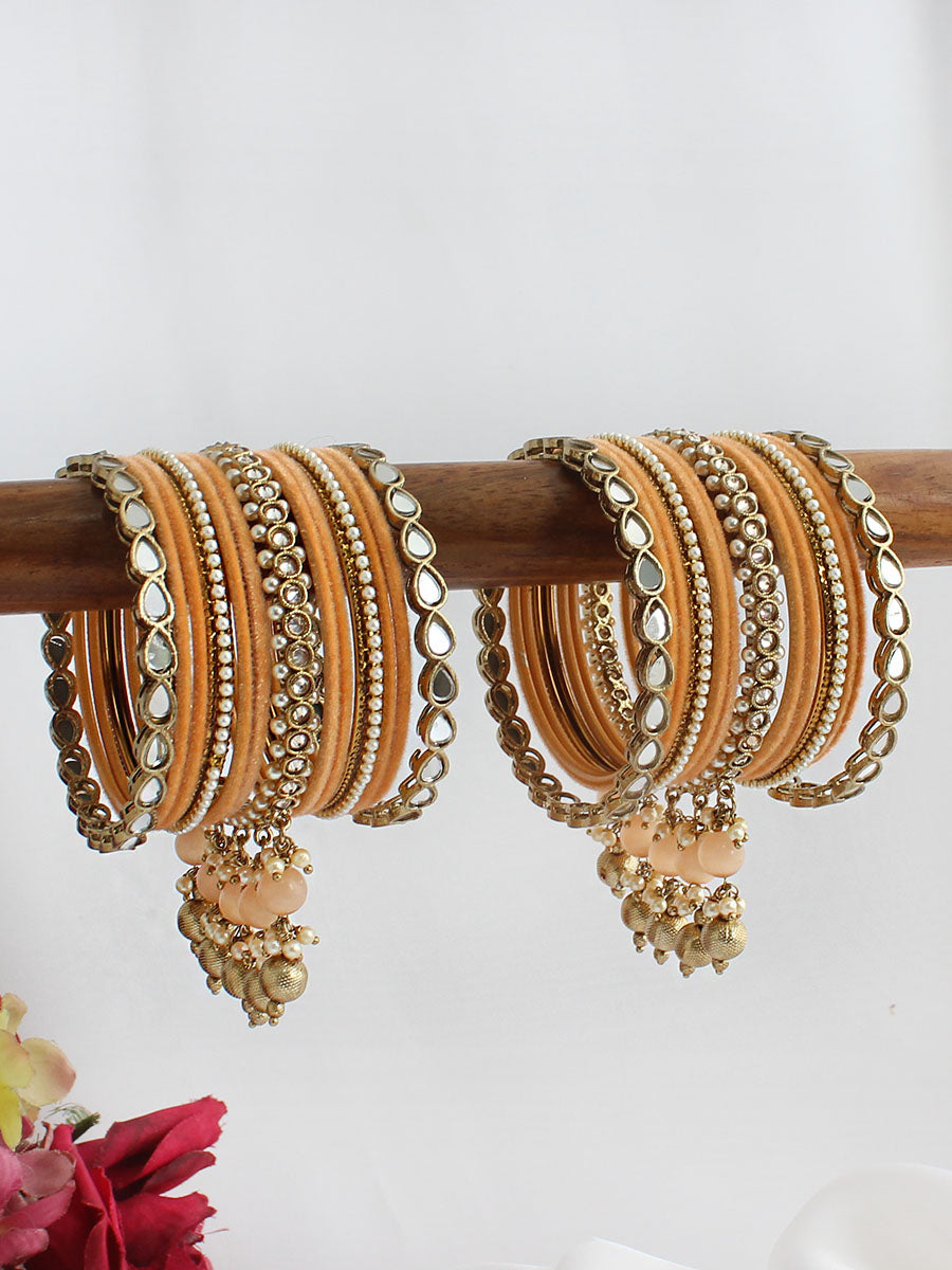 Asmita Bangle Set / Stack-Peach