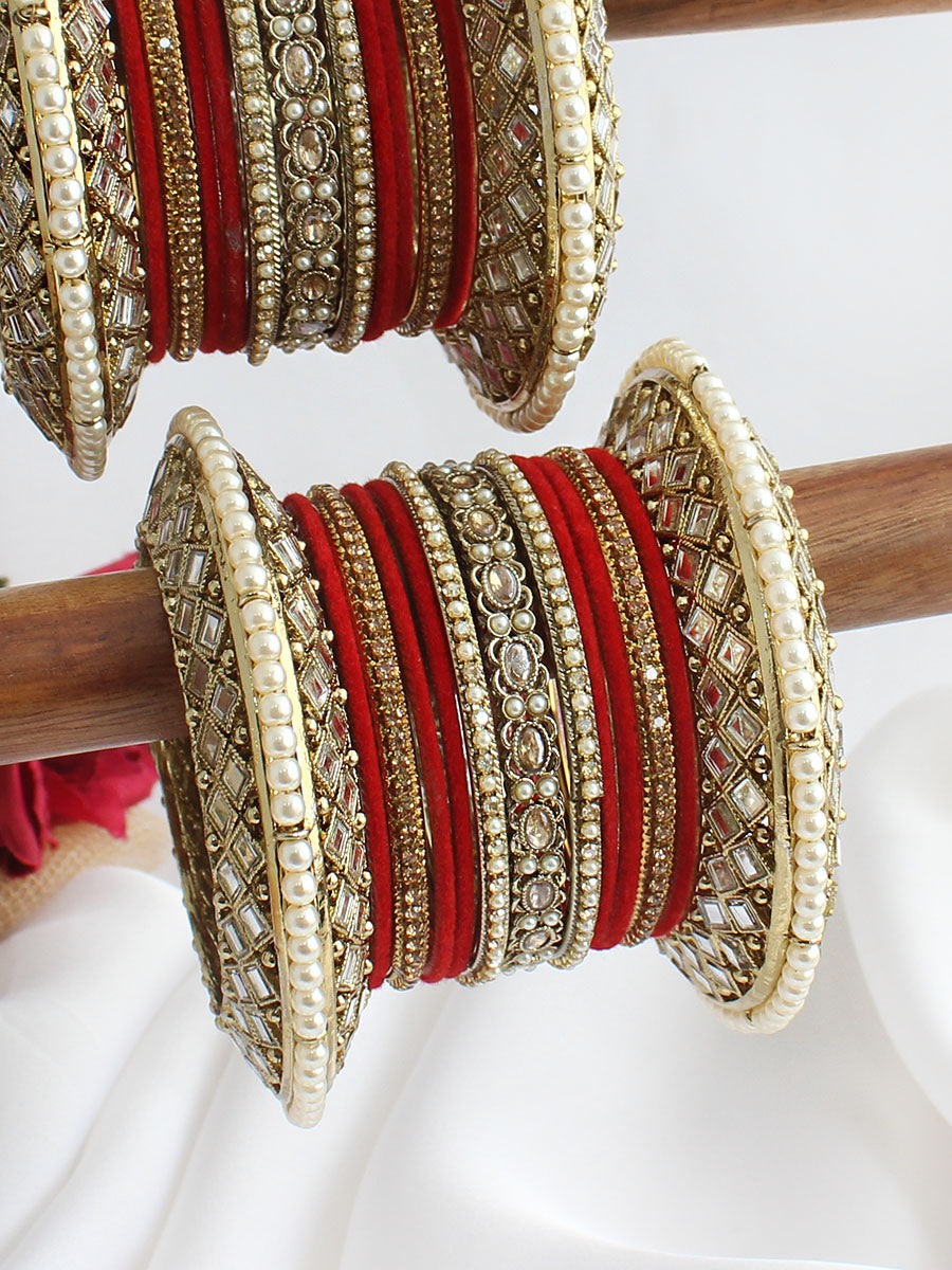 Rashmika Bangle Set / Stack-Red