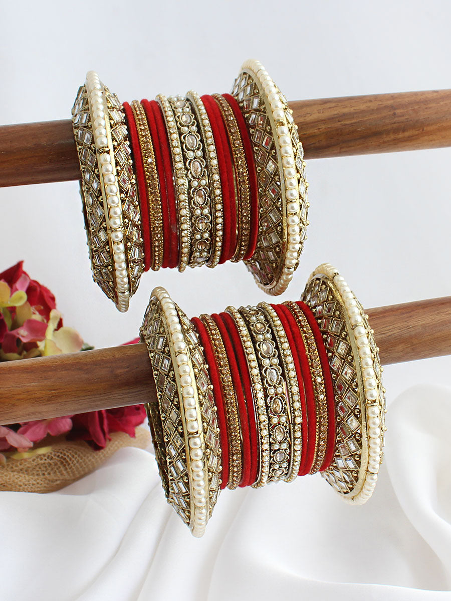 Rashmika Bangle Set / Stack-Red