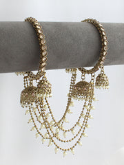Shriva Jhumki Bangle Set-Antique Gold