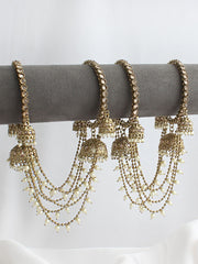 Shriva Jhumki Bangle Set-Antique Gold