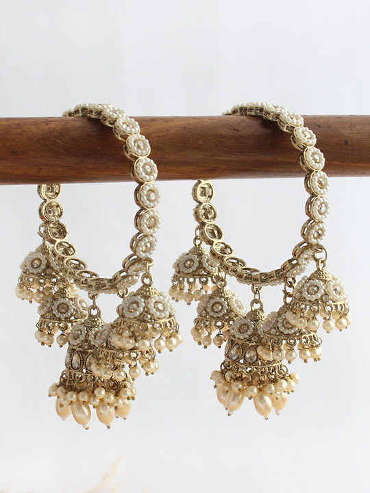 Navdha Jhumki Bangle Set-Gold