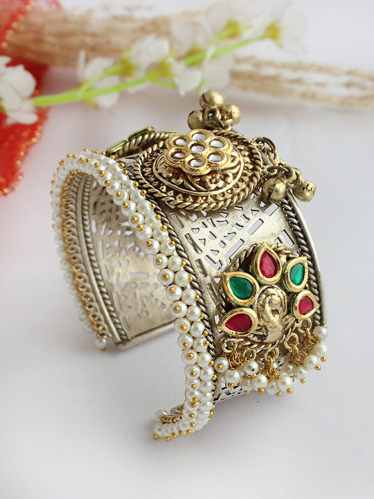 Prakruti Cuff Bangle / Bracelet -Pink / Green