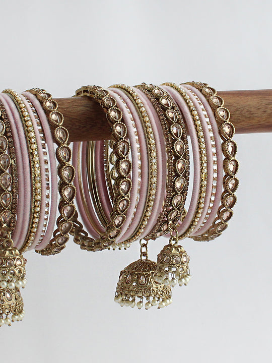 Kiran Bangle Set / Stack-Pastel Pink
