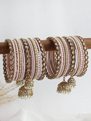 Kiran Bangle Set / Stack-Pastel Pink