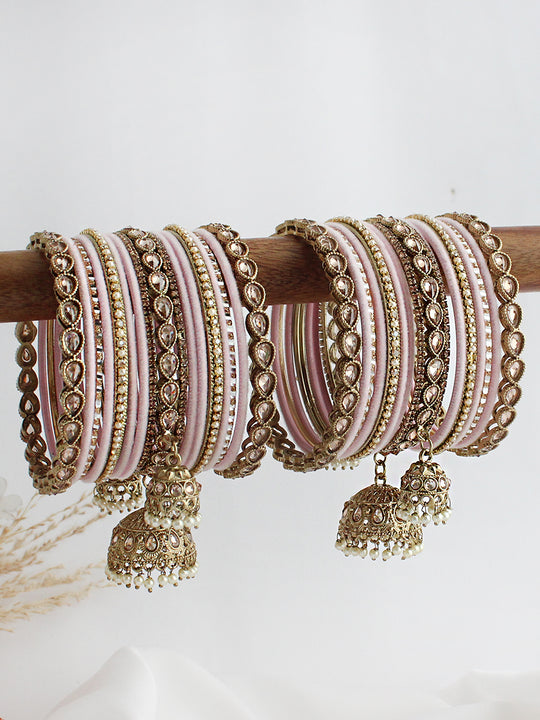 Kiran Bangle Set / Stack-Pastel Pink