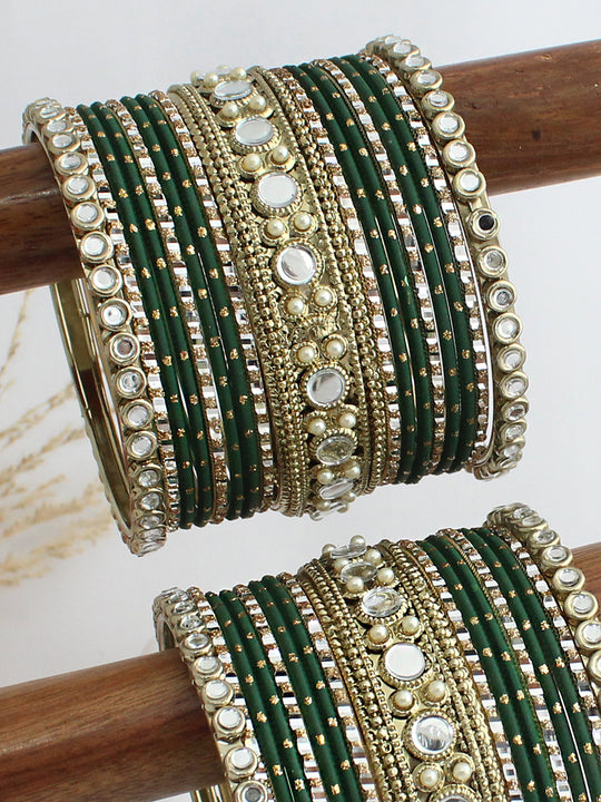 Warda Bangle Set / Stack-Green