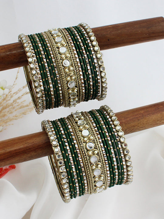 Warda Bangle Set / Stack-Green