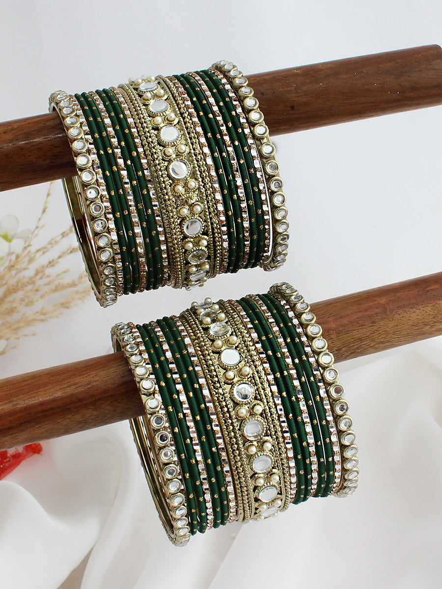 Warda Bangle Set / Stack-Green