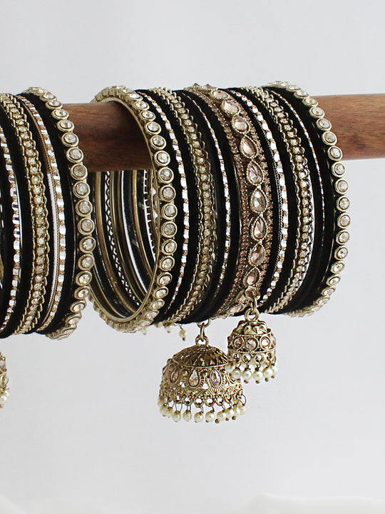 Kashika Bangle Set / Stack-Black