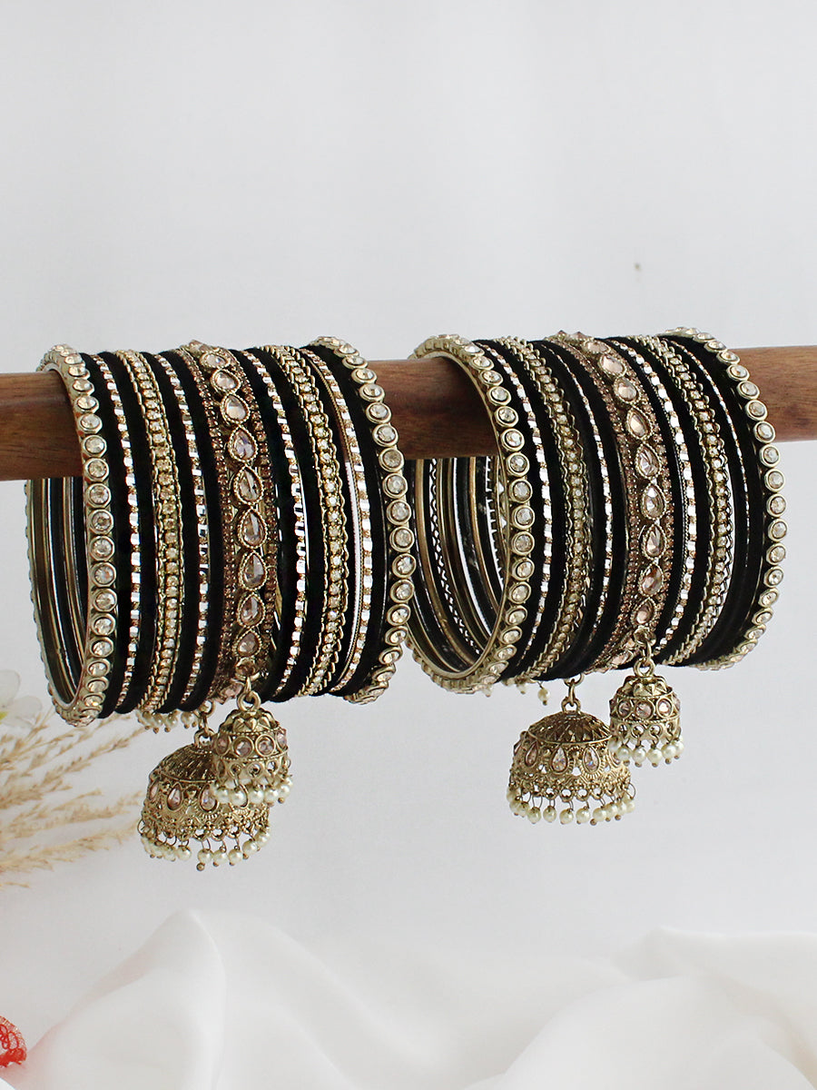 Kashika Bangle Set / Stack-Black