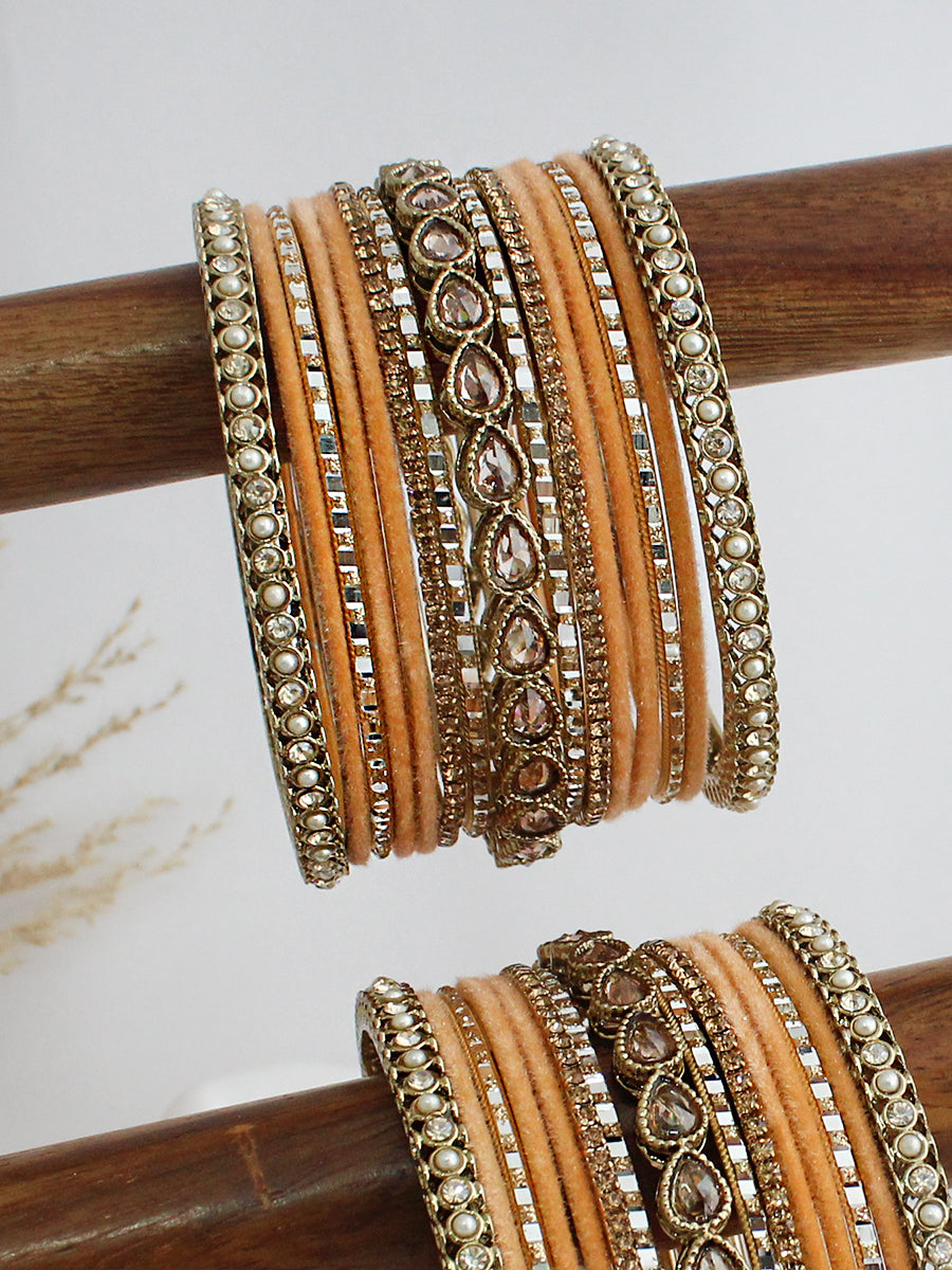 Anhita Bangle Set / Stack-Peach