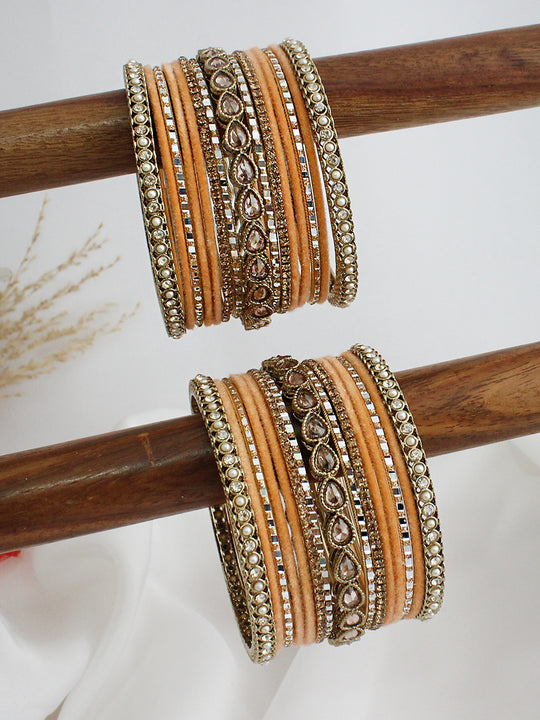 Anhita Bangle Set / Stack-Peach