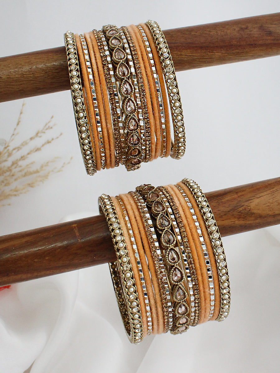 Anhita Bangle Set / Stack-Peach