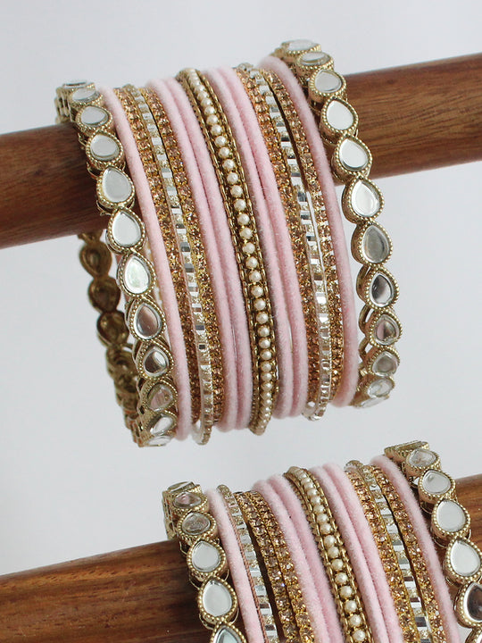 Ridhvi Bangle Set / Stack-Pastel Pink