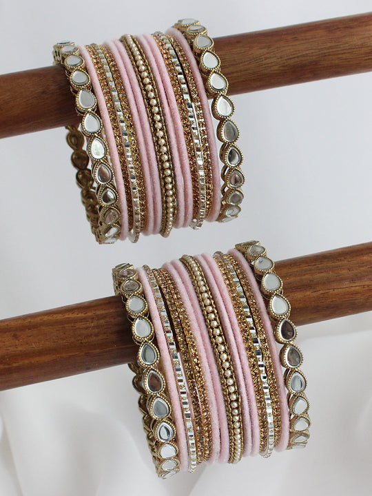 Ridhvi Bangle Set / Stack-Pastel Pink