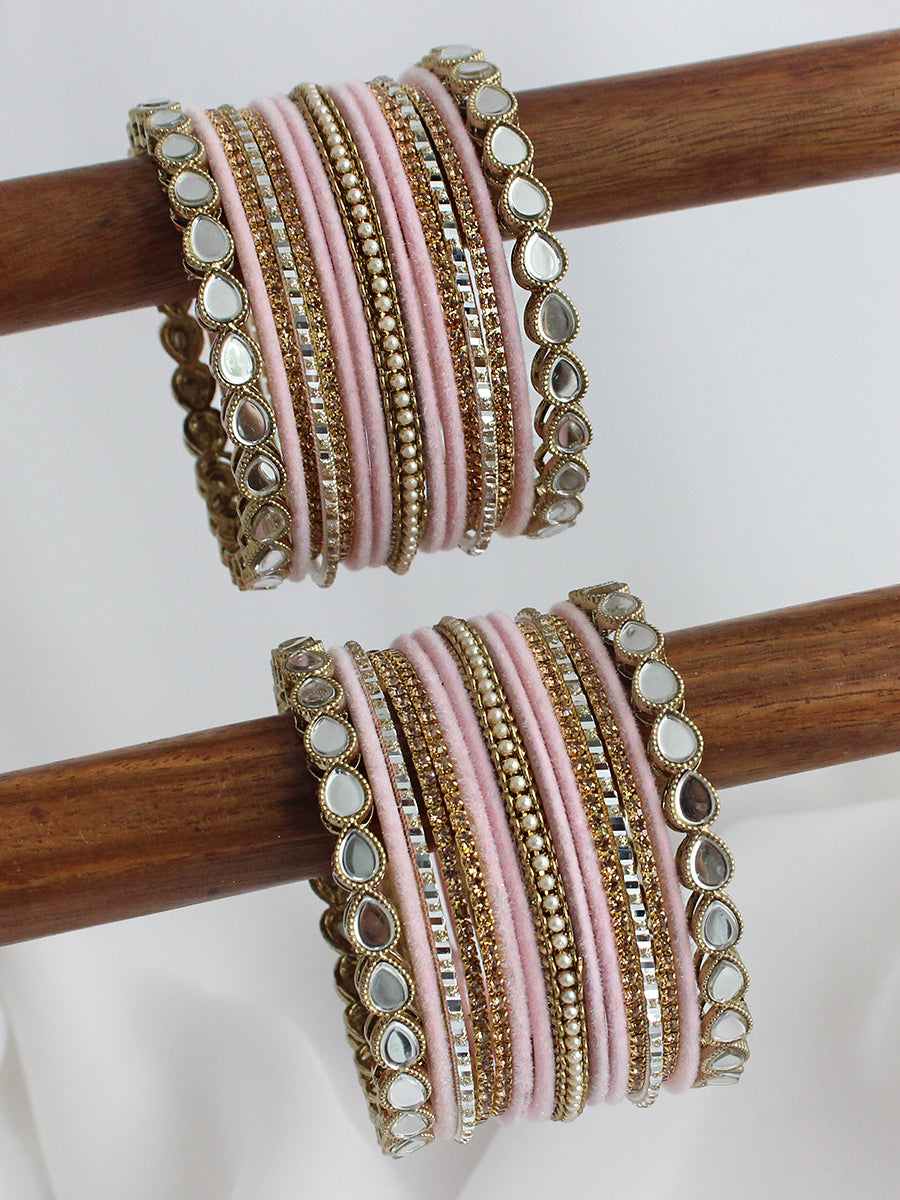 Ridhvi Bangle Set / Stack-Pastel Pink