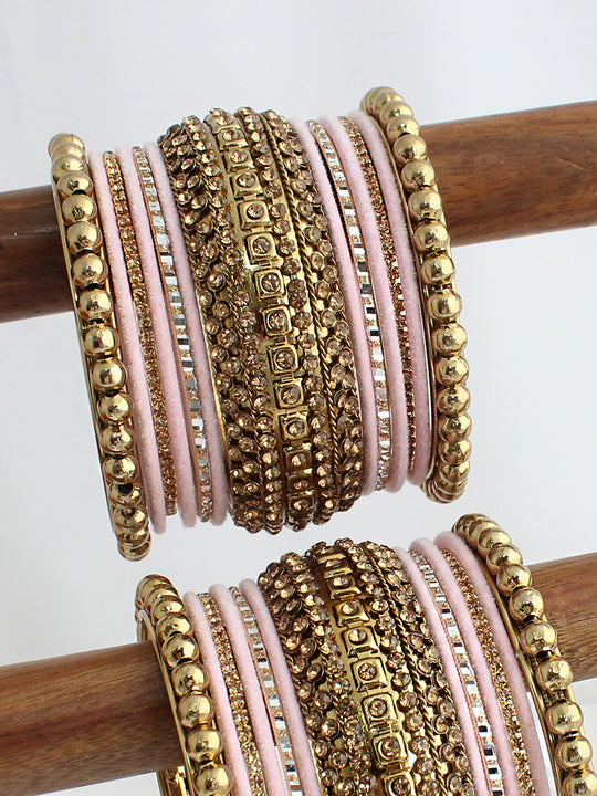 Garvita Bangle Set / Stack-Pastel Pink