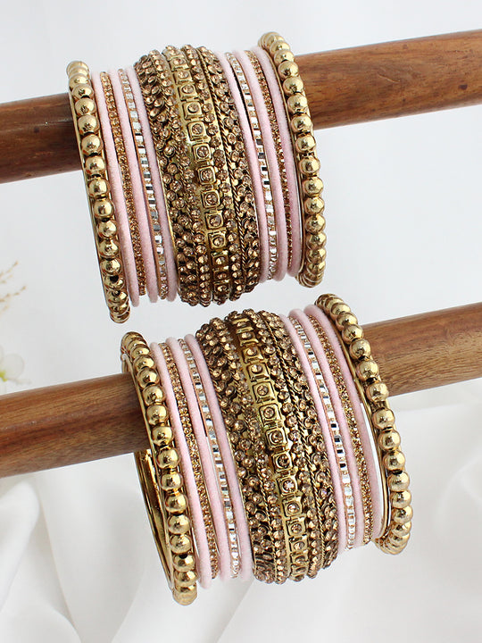 Garvita Bangle Set / Stack-Pastel Pink