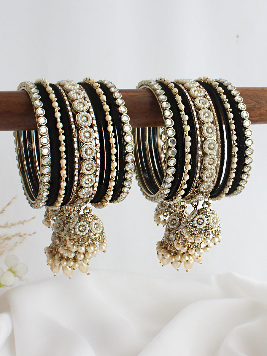 Ekansha Bangle Set / Stack-Black