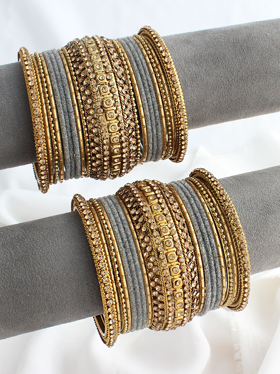 Jyotika Bangle Set / Stack-Grey