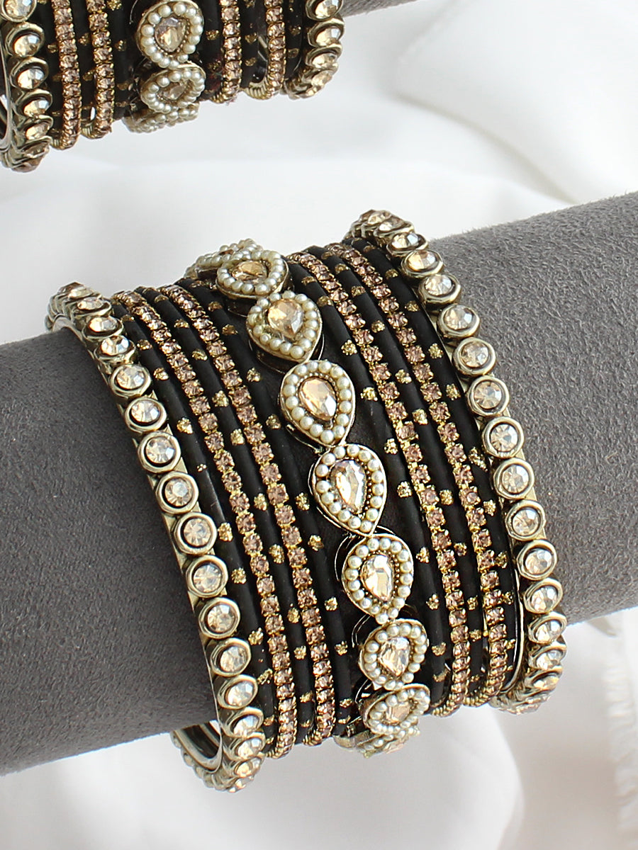 Saina Bangle Set / Stack-Black