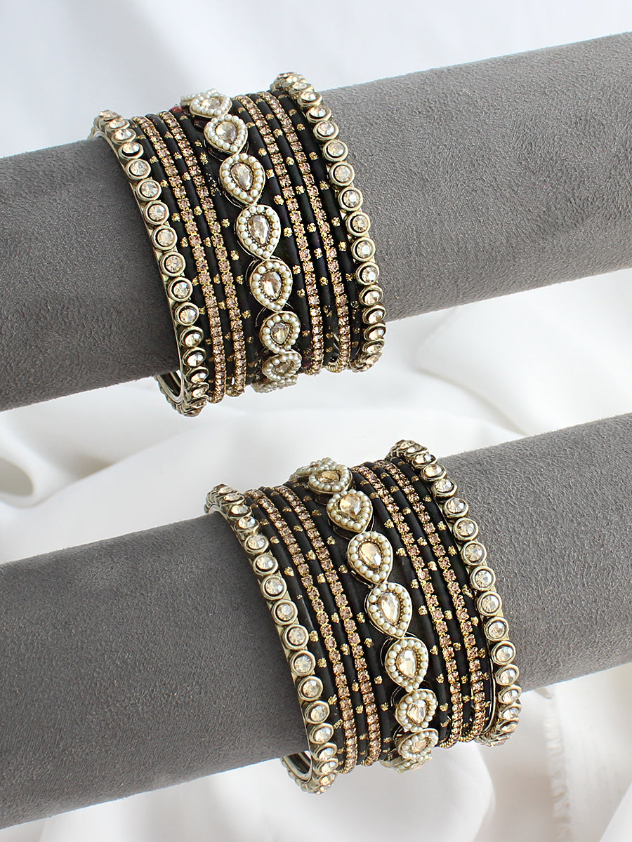Saina Bangle Set / Stack-Black